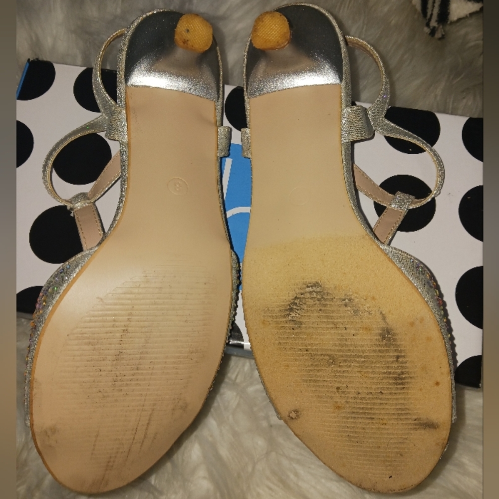 Bks Bakers Women silver rhinestone sandal heels - Picture 10 of 12